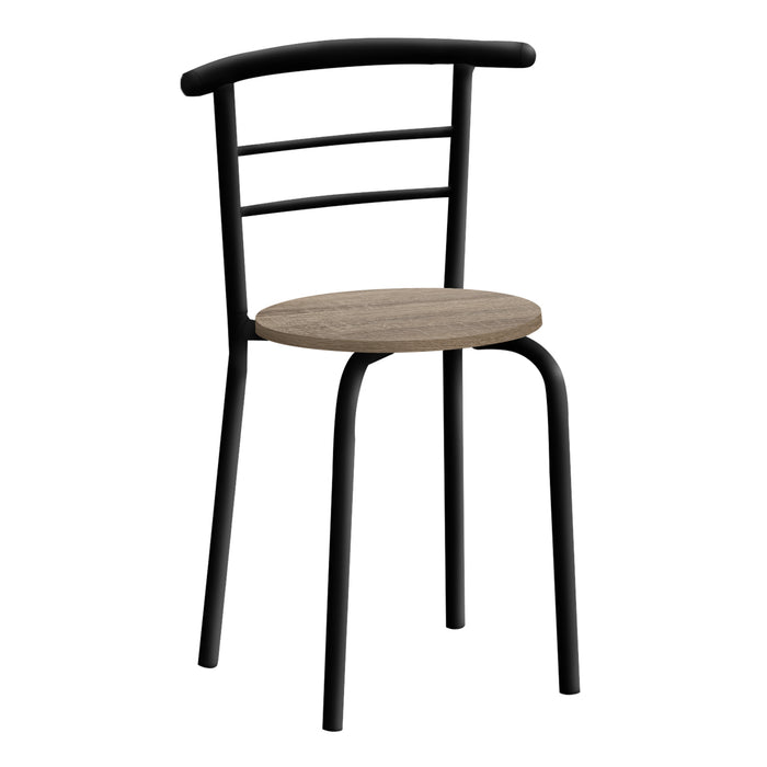 3pcs Dark Taupe Top Black Metal Dining Set