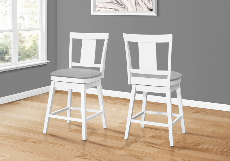 White Grey Leather-Look Bar Stool - Set of 2