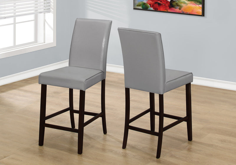 2pcs Grey Leather-look Counter Height Dining Chair