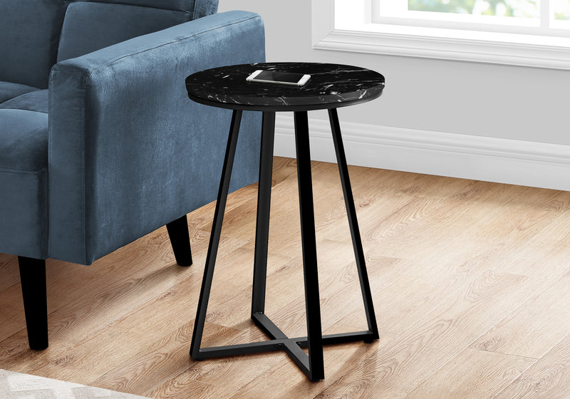 Black Marble Black Metal Accent Table