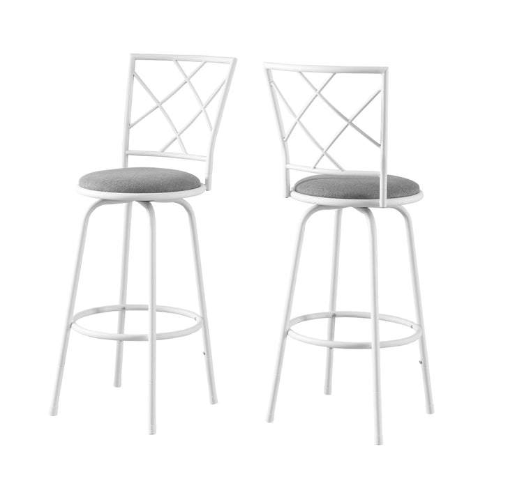 Swivel White Grey Fabric Seat Bar Stool - Set of 2