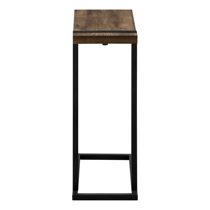 Brown Reclaimed Wood-look Black Metal Side Table