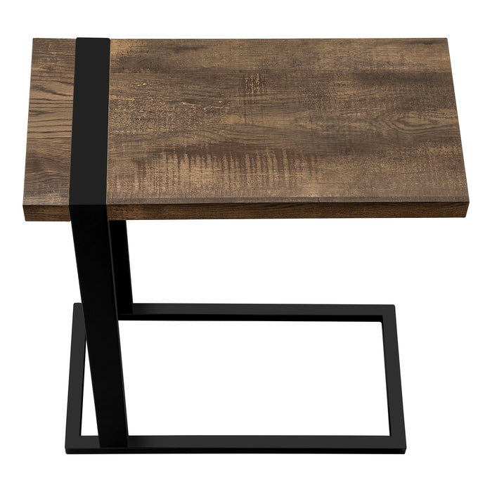Brown Reclaimed Wood-look Black Metal Side Table