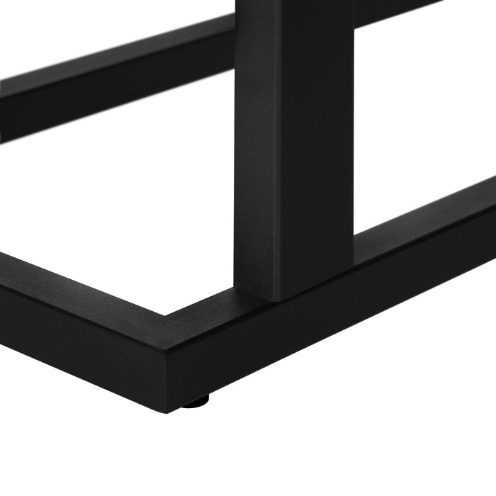 Brown Reclaimed Wood-look Black Metal Side Table