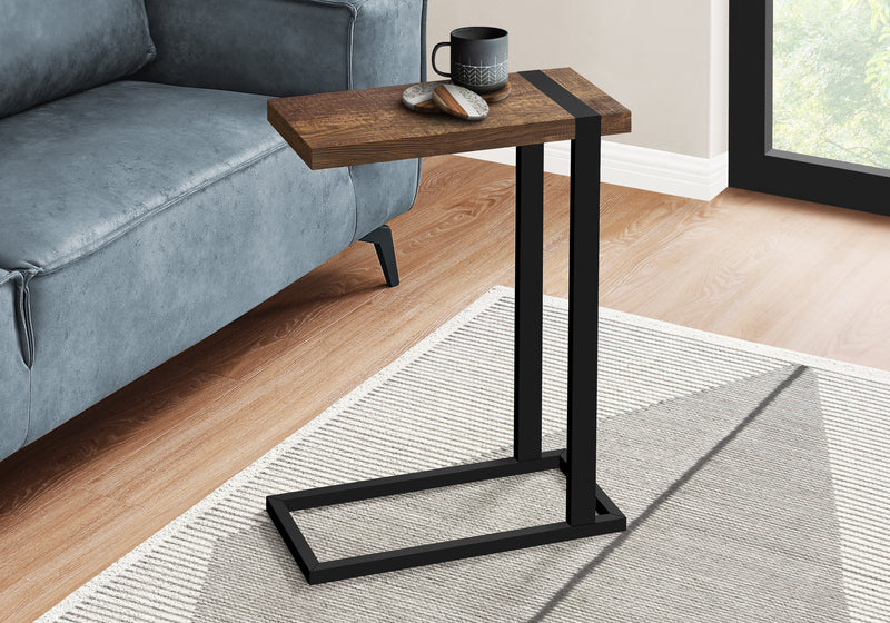 Brown Reclaimed Wood-look Black Metal Side Table