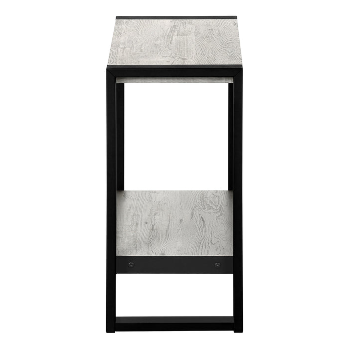 Grey Reclaimed Wood-look Black Metal Side Table