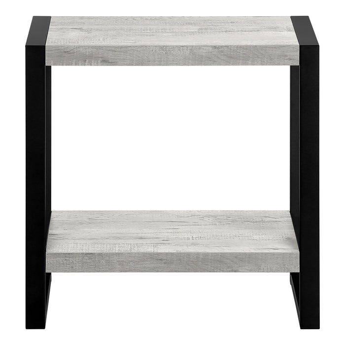 Grey Reclaimed Wood-look Black Metal Side Table