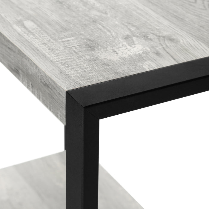 Grey Reclaimed Wood-look Black Metal Side Table