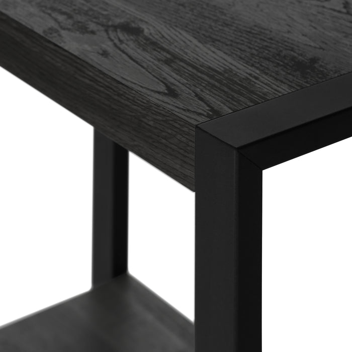 Black Reclaimed Wood-look Black Metal Side Table