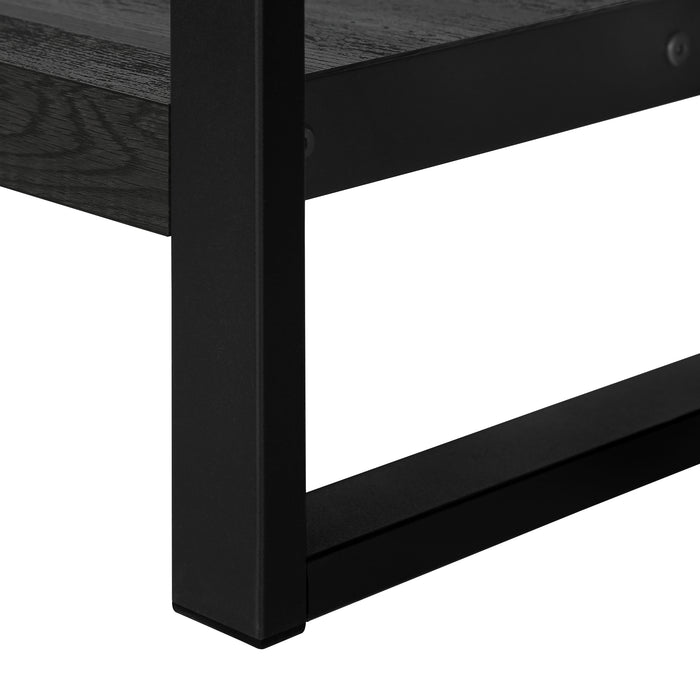 Black Reclaimed Wood-look Black Metal Side Table