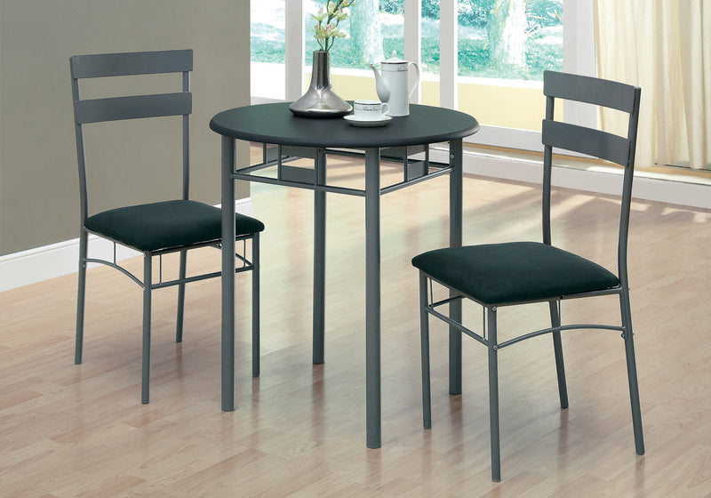 3pcs Set Black Silver Metal Dining Set