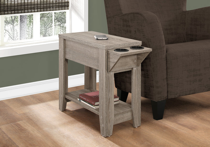 Dark Taupe with A Glass Holder Accent Table