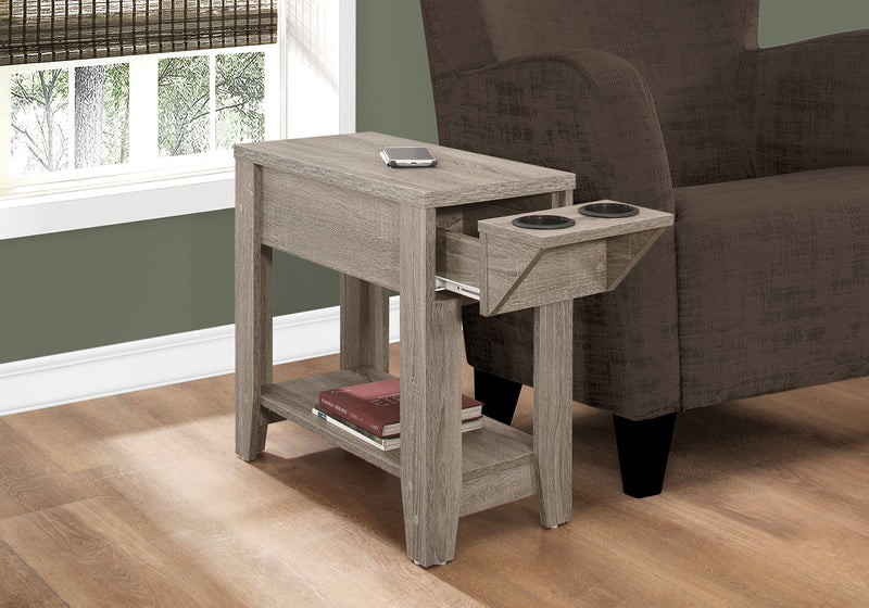 Dark Taupe with A Glass Holder Accent Table