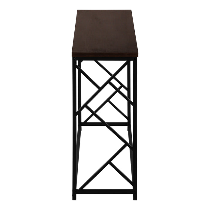 Espresso Black Metal Hall Console Accent Table