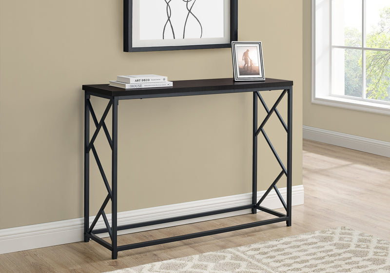 Espresso Black Metal Hall Console Accent Table