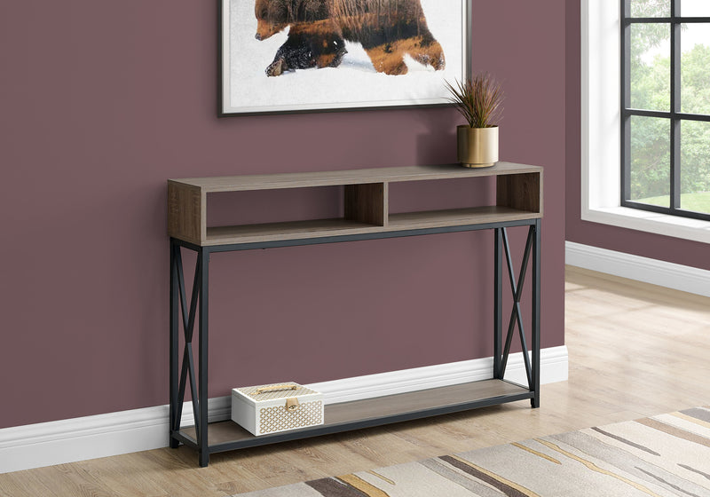 Taupe Black Metal Hall Console Accent Table