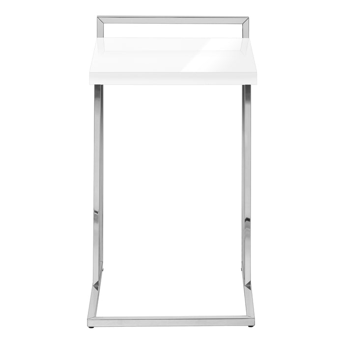 Glossy White Chrome Metal Side Table