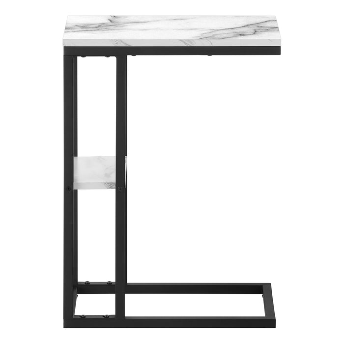 White Marble-look black Metal Side Table