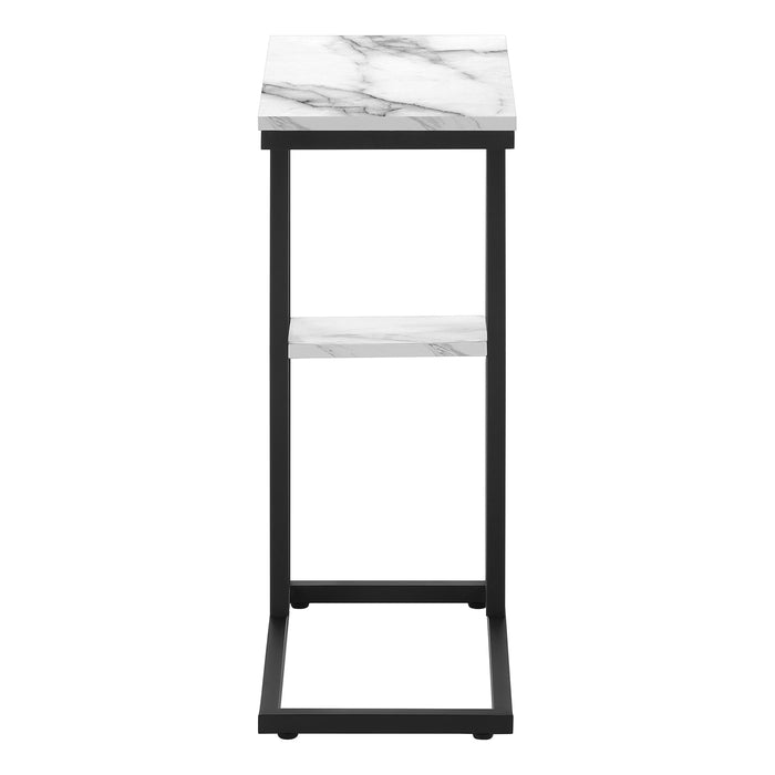 White Marble-look black Metal Side Table