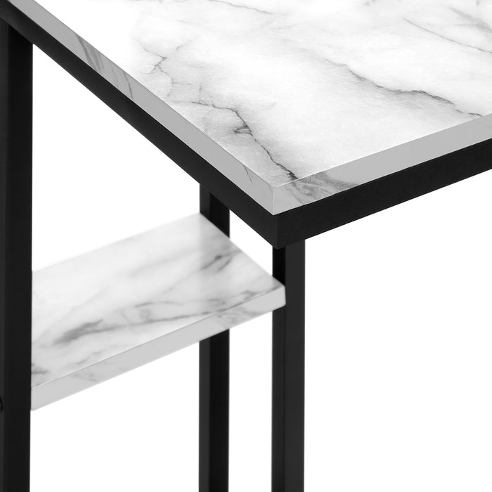 White Marble-look black Metal Side Table