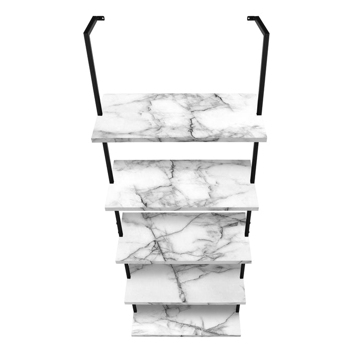 White Marble-look Bookcase
