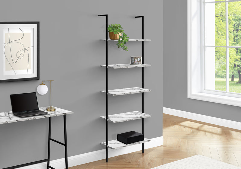 White Marble-look Bookcase