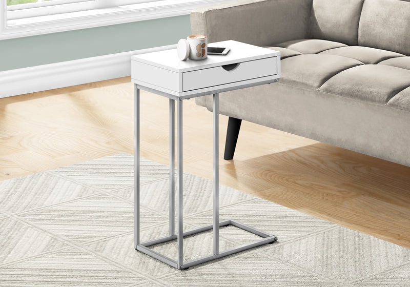 White Silver Side Table