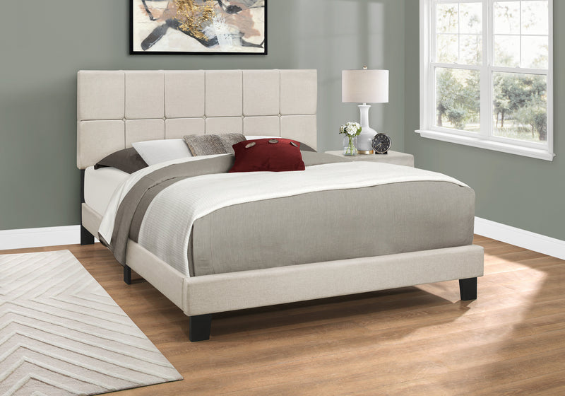 Queen Size Beige Linen-look Bed