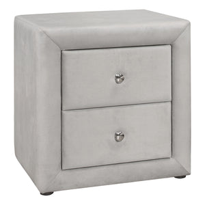Light Grey Velvet Bedroom Nightstand