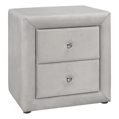 Light Grey Velvet Bedroom Nightstand