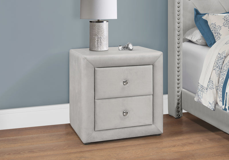 Light Grey Velvet Bedroom Nightstand