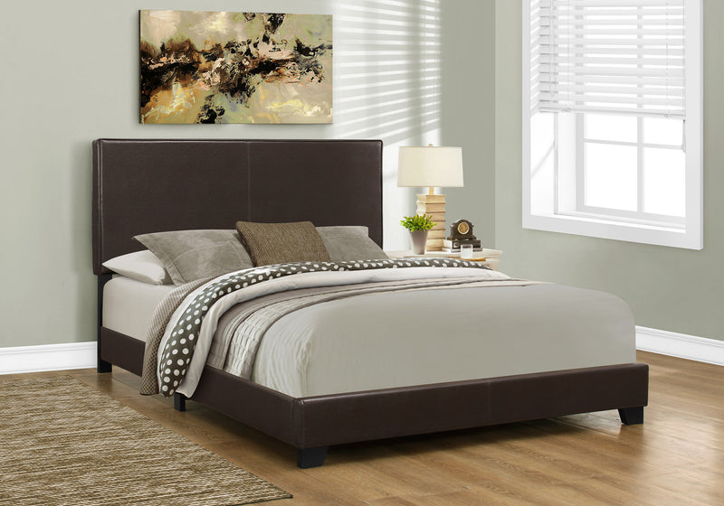 Queen Size Dark Brown Leather-look Bed