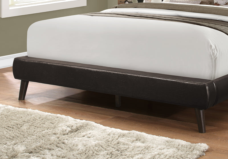 Queen Size Brown Leather-look With Wood Legs Bed