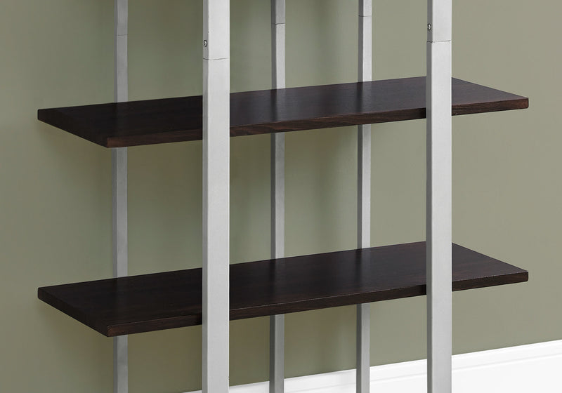 Espresso Silver Metal Bookcase