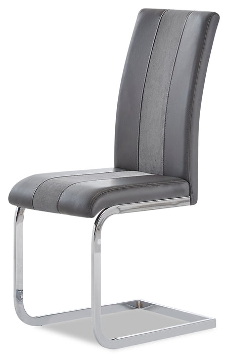 Jaye 5pc Dining Set with Table & 4 Chairs, Glass Top, Pedestal Base, 63\"W - Grey & White