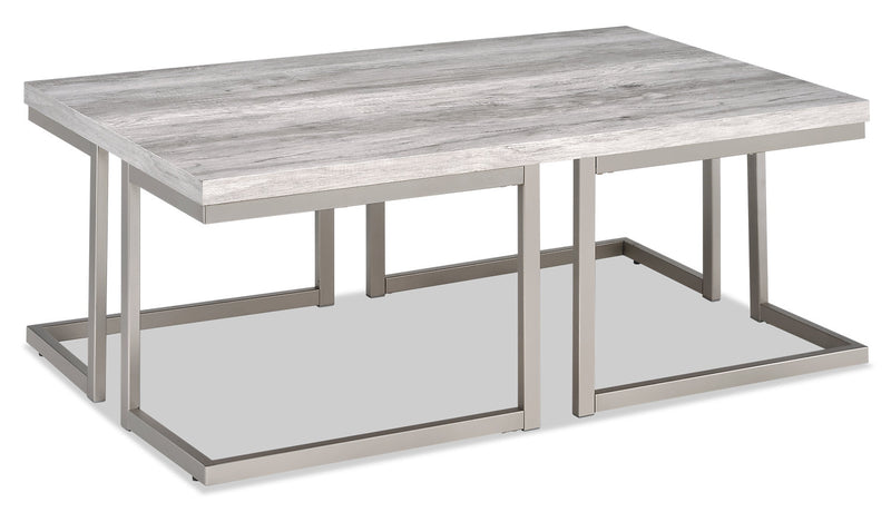 Jesse 47\" Modern Coffee Table - Grey and Pewter with Metal Base