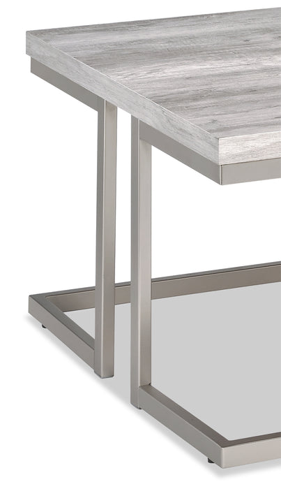 Jesse 47\" Modern Coffee Table - Grey and Pewter with Metal Base