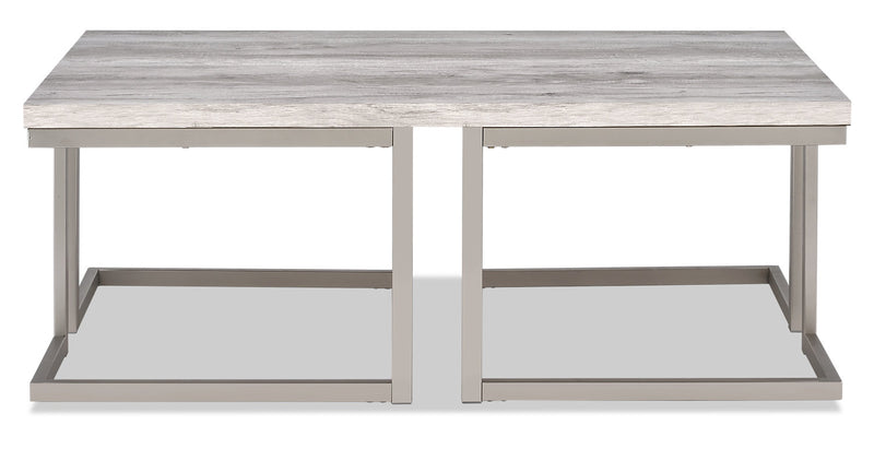 Jesse 47\" Modern Coffee Table - Grey and Pewter with Metal Base