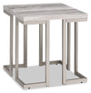 Jesse 22\" Modern End Table - Grey and Pewter with Metal Base