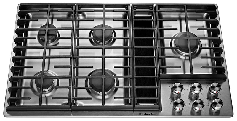 KitchenAid 36\" 5-Element Gas Cooktop - Stainless Steel - KCGD506GSS