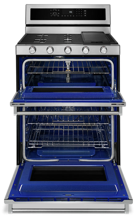 KitchenAid 6 Cu. Ft. Gas Range with Self-Clean and Double Oven - Stainless Steel - KFGD500ESS
