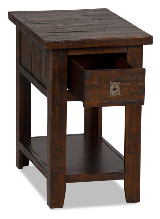 Konagrove 16\" Rustic Chairside Table with Storage and Shelf - Dark Brown  Wood
