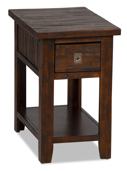 Konagrove 16\" Rustic Chairside Table with Storage and Shelf - Dark Brown  Wood