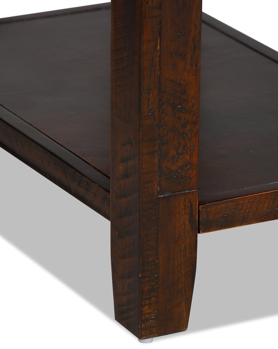 Konagrove 16\" Rustic Chairside Table with Storage and Shelf - Dark Brown  Wood