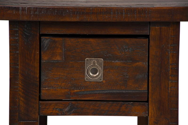 Konagrove 16\" Rustic Chairside Table with Storage and Shelf - Dark Brown  Wood