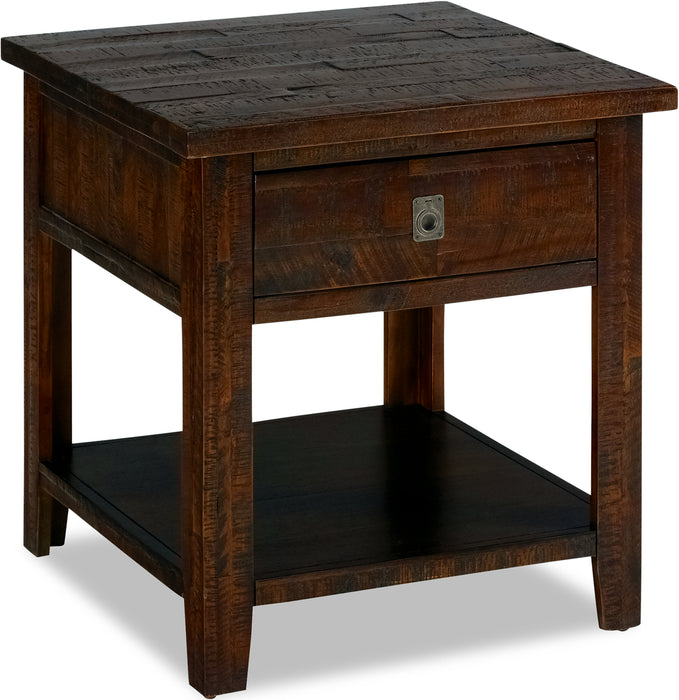 Konagrove 24\" Rustic End Table with Storage and Shelf - Dark Brown  Wood