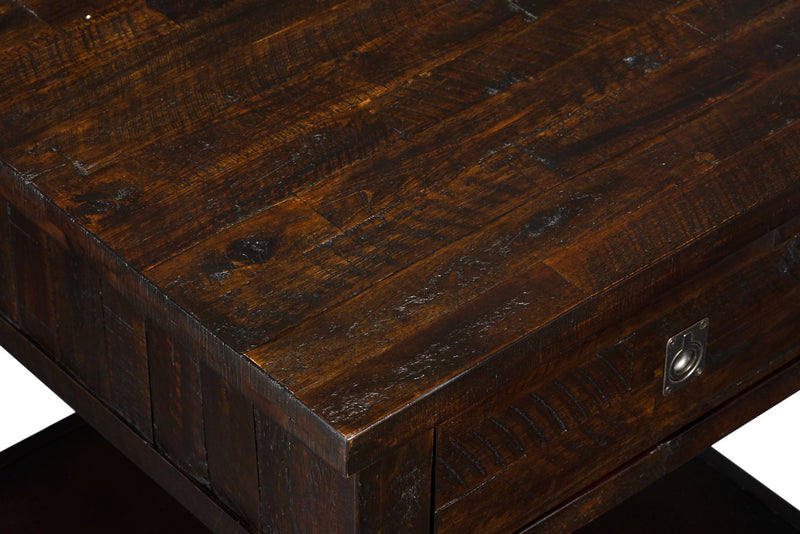 Konagrove 24\" Rustic End Table with Storage and Shelf - Dark Brown  Wood