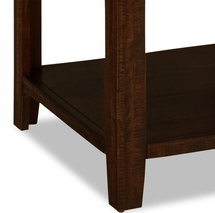 Konagrove 24\" Rustic End Table with Storage and Shelf - Dark Brown  Wood