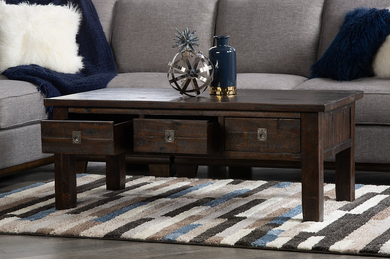 Konagrove 48\" Rustic Coffee Table with Storage and Casters - Dark Brown  Wood