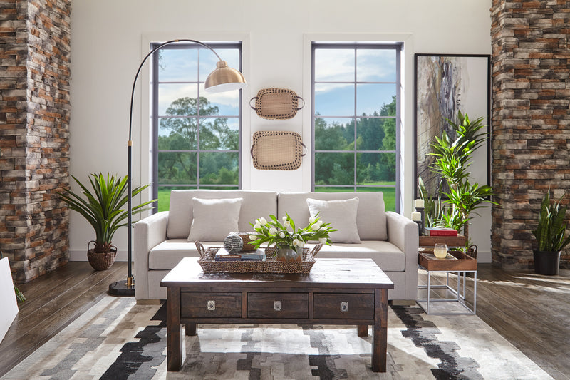 Konagrove 48\" Rustic Coffee Table with Storage and Casters - Dark Brown  Wood